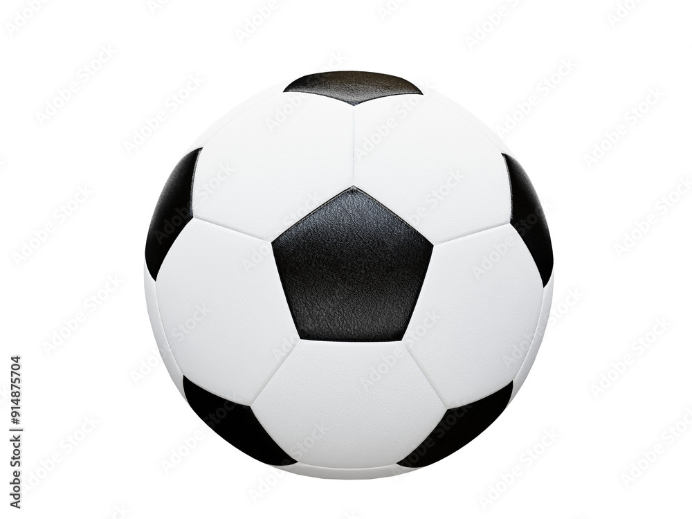 Fototapeta premium Closeup football soccer ball isolated on white background. 3D Rendering. PNG files.