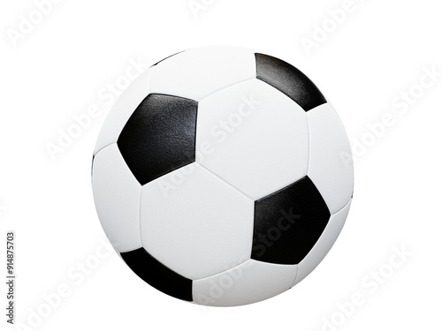 Closeup football soccer ball isolated on white background. 3D Rendering. PNG files.