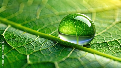 A close-up view of a single water drop on a leaf , nature, purity, reflection, wet, macro,droplet, dew, freshness