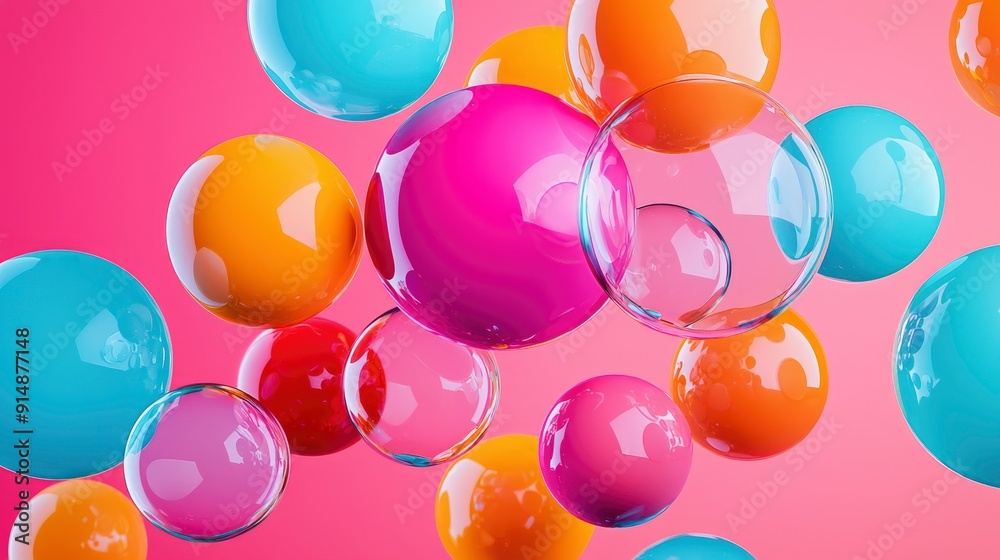 Abstract spheres, floating shapes, vibrant hues Background Abstract spheres, floating shapes, vibrant hues Background