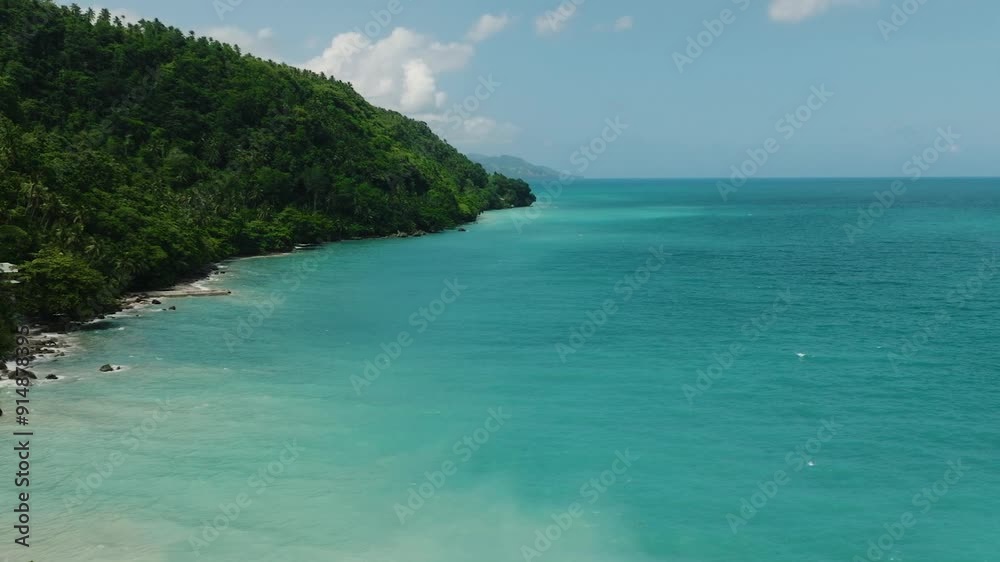 Drone view of azure sea water and waves. Samal, Davao. Philippines. Drone view of azure sea water and waves. Samal, Davao. Philippines.