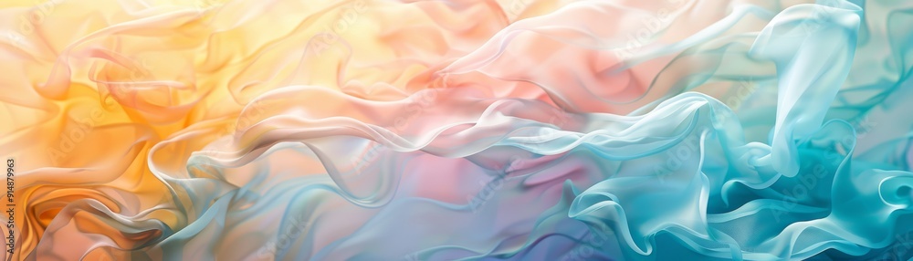 Fototapeta premium Abstract colorful flowing fabric in pastel tones