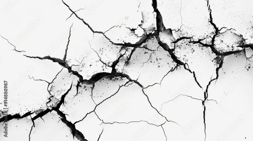 Crack texture lines isolated on white background 