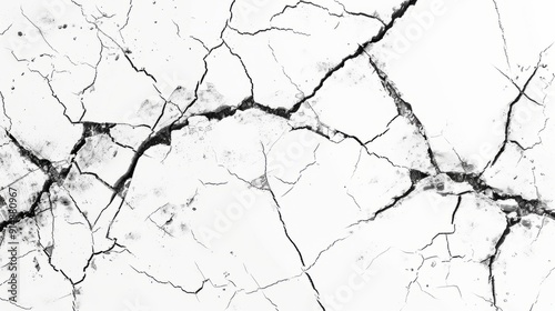 Crack texture lines isolated on white background