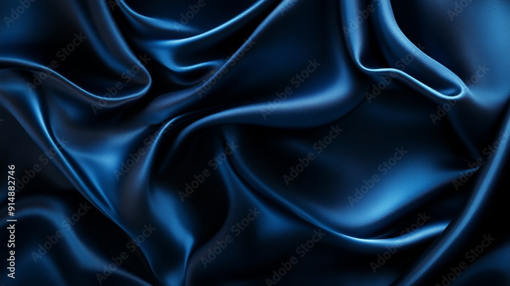 Fototapeta premium Close-up of smooth, silky blue fabric