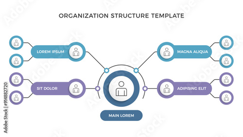 Organization structure chart infographic template, circle diagram, vector eps10 illustration