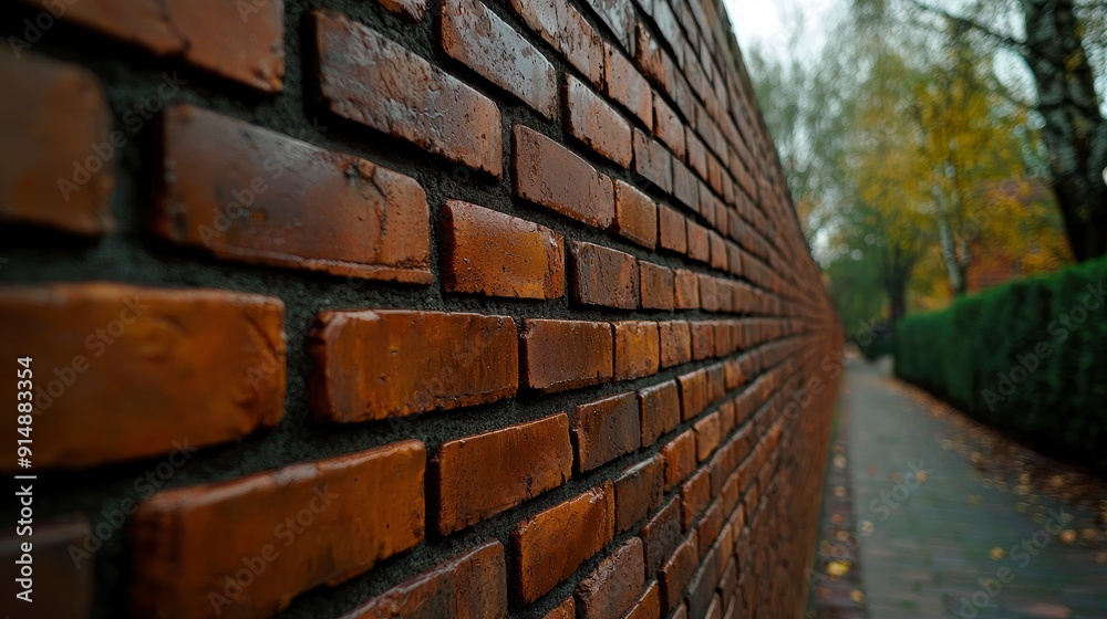 Naklejka premium Brick pattern, weathered wall, rustic texture Background