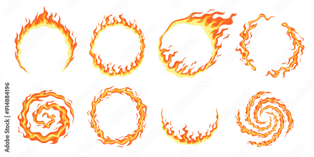 collection of fire circle frames, fire rings