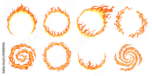 collection of fire circle frames, fire rings