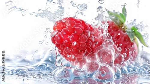 Water Splashing on a Single Raspberry