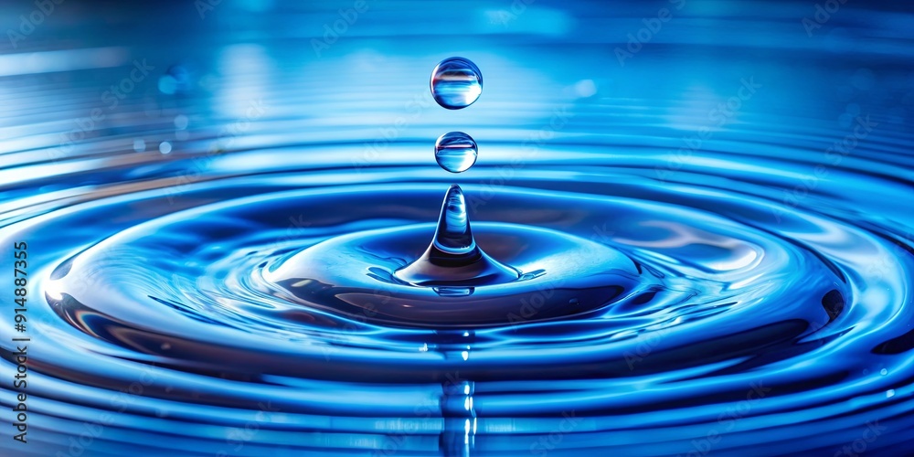 Blue drops of pure liquid on a water background Blue drops of pure liquid on a water background
