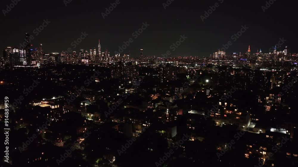 Aerial view of New York City at night. Shot in Bedford-Stuyvesant, Brooklyn during the summer of 2024 in 4k. Aerial view of New York City at night. Shot in Bedford-Stuyvesant, Brooklyn during the summer of 2024 in 4k.