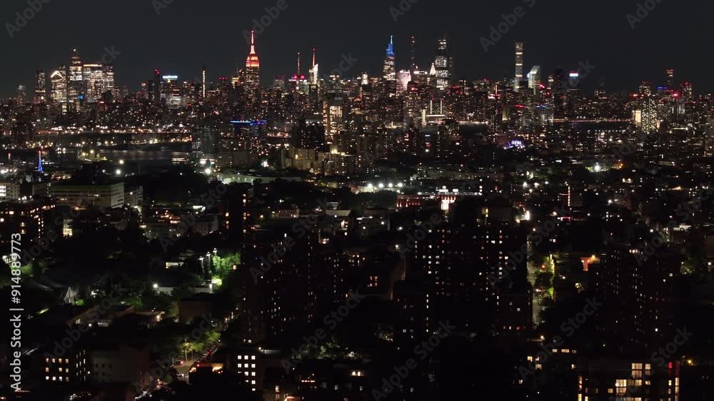 Aerial shot of Brooklyn and Manhattan Financial District at night. Shot during the summer of 2024 in 4k. Aerial shot of Brooklyn and Manhattan Financial District at night. Shot during the summer of 2024 in 4k.