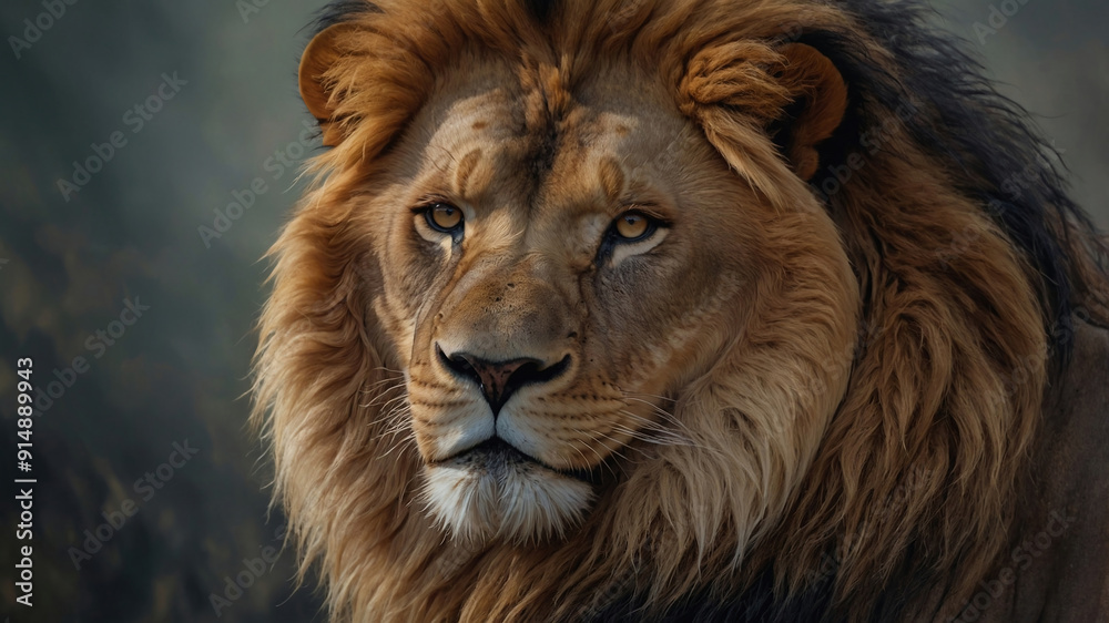 Close up of a lion he is a predatorin the  jungle wildlife and is a powerful  carnivore
