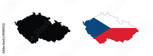 Vector Czech Republic Map. Map of Czech Republic with National Flag.
