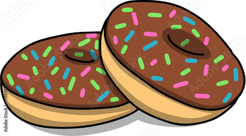 Sweet dessert donuts topped with sprinkles and melted jam