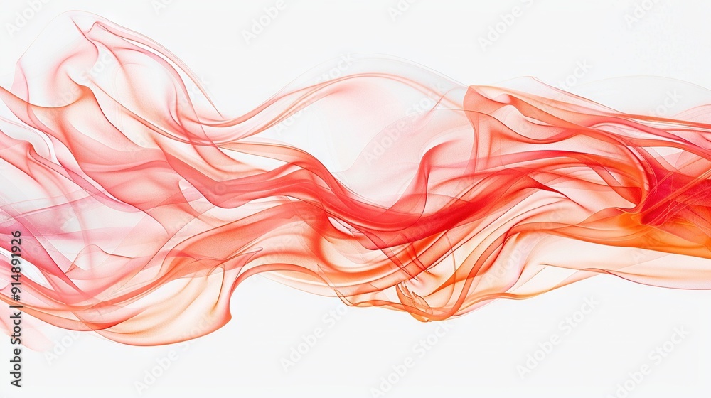 A white background with a central red, orange, and blue smoke wave A white background with a central red, orange, and blue smoke wave