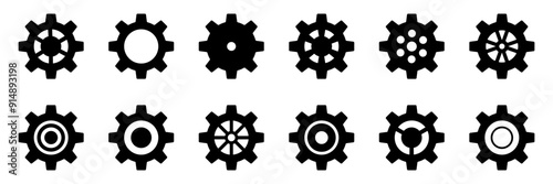 Gears icon set. Setting gears icon. Collection of mechanical cogwheels. Simple Gear wheel collection. Gear icons. Vector illustration with cogwheels sign set.