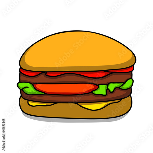 Cartoon drawing of fast food including burger