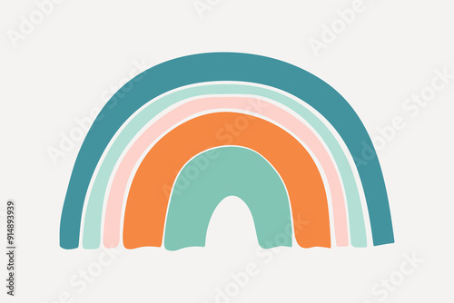 rainbow arch boho art style illustration vector