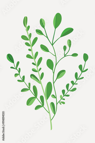 flat leaf plant illustration vector