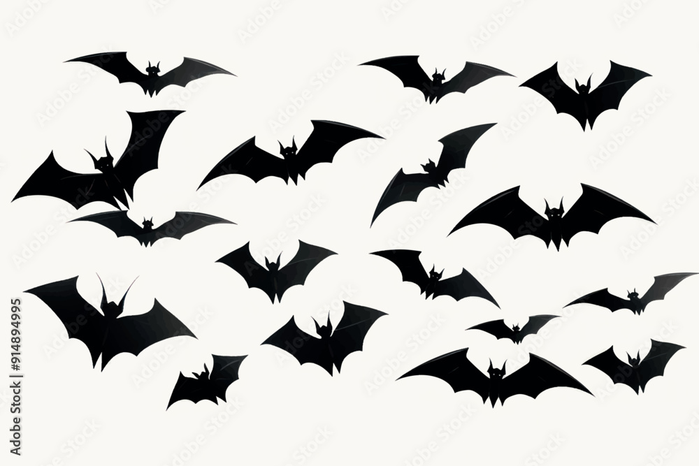 Silhouetted bats in flight Silhouetted bats in flight