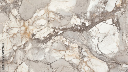 Abstract Pattern of White, Gray, and Brown Marble