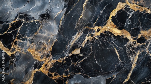 Black Marble with Golden Veins