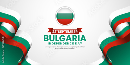 Bulgaria independence day banner illustration waving ribbon flag background
