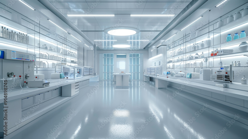 White room or scientific laboratory. Science elements and innovation background White room or scientific laboratory. Science elements and innovation background