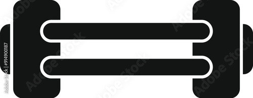 Black glyph icon for double barbell used for weight training