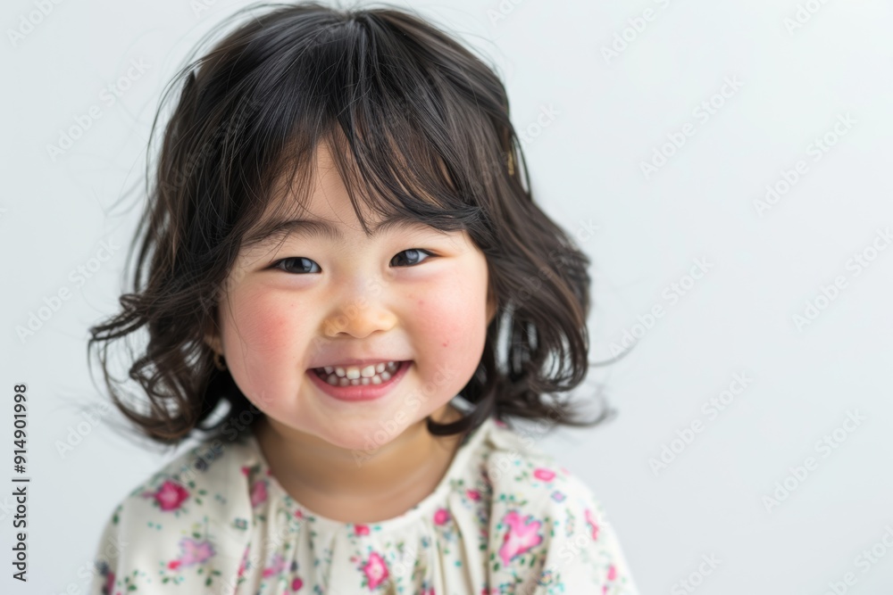 A cute Japanese girl wearing a high-contrast colorful kimono and a random hairstyle poses against a white background. A cute Japanese girl wearing a high-contrast colorful kimono and a random hairstyle poses against a white background.