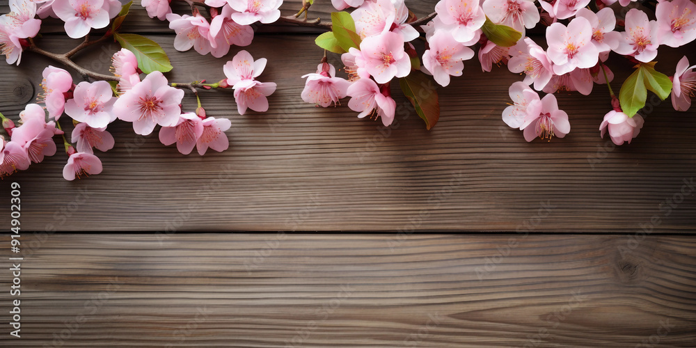 spring flowers background pink blossoms on wooden table spring flowers background pink blossoms on wooden table