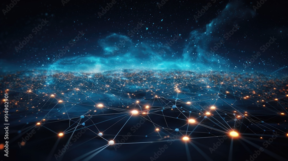 Cyberspace network with interconnected nodes Cyberspace network with interconnected nodes
