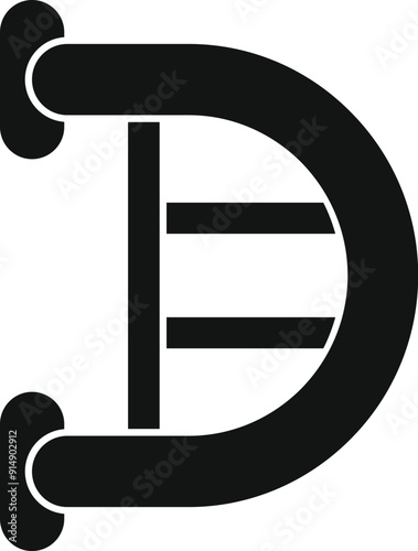 Simple black icon illustration of a dna strand in the shape of a spiral, representing genetic code and inheritance
