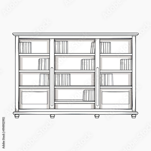Elegant bookshelf with organized books