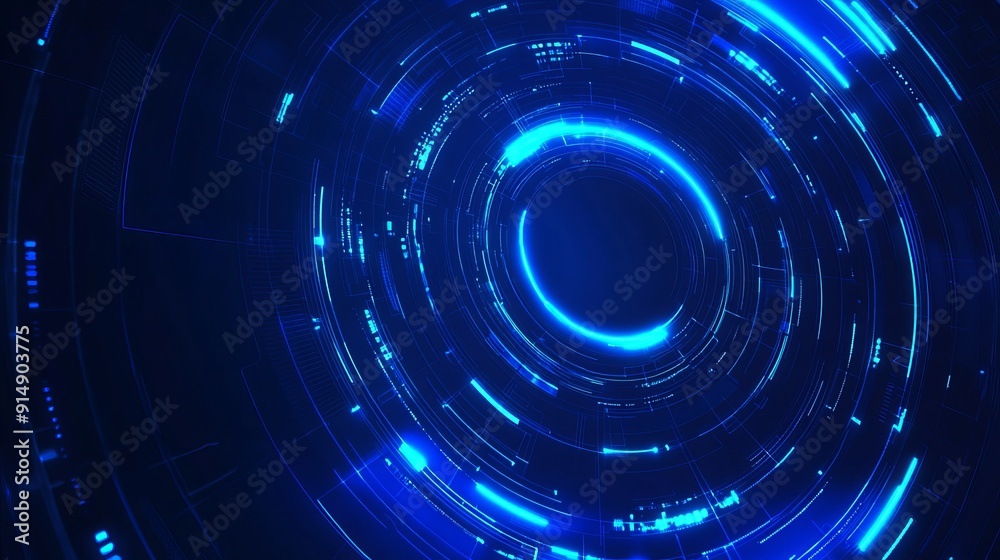 Abstract blue glowing geometric lines on a dark blue background create a modern pattern of shiny blue circle lines perfect for a futuristic technology concept on covers posters or Abstract blue glowing geometric lines on a dark blue background create a modern pattern of shiny blue circle lines perfect for a futuristic technology concept on covers posters or