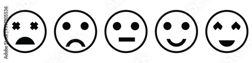 Feedback emoticons emojis. Smiley icon set , happy, neutral, sad, emoji, icon - Customer satisfaction rating scale with good and bad emotions. Vector illustration. eps 10