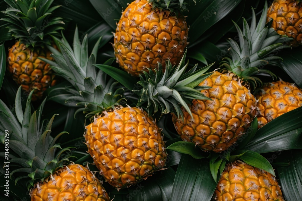 Tropical Delight: Close-Up of Ripe Pineapples