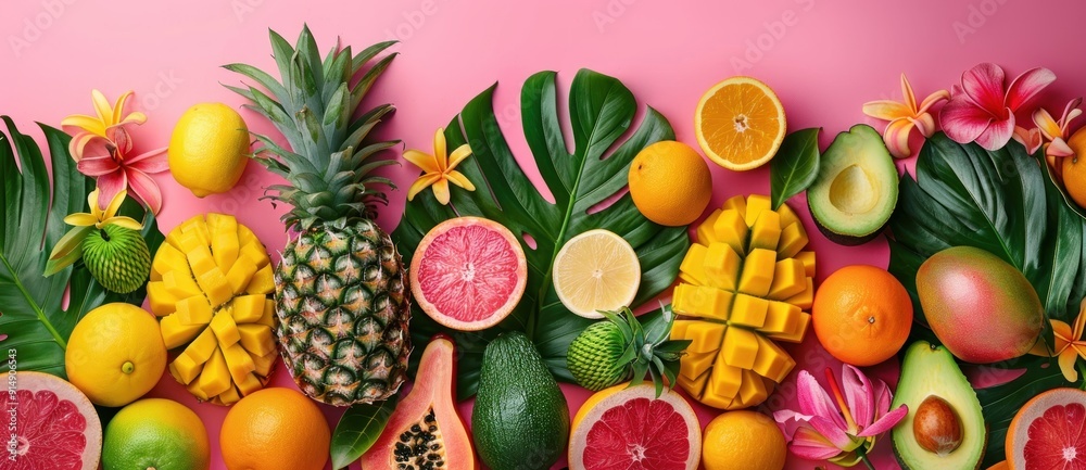 Vibrant Tropical Fruit Still Life Vibrant Tropical Fruit Still Life