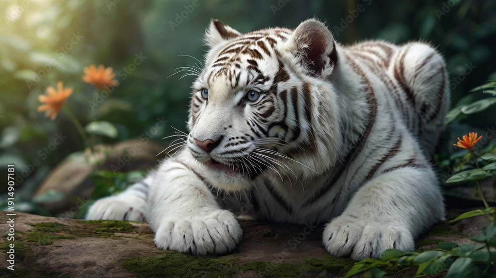 Fototapeta premium white bengal tiger in zoo