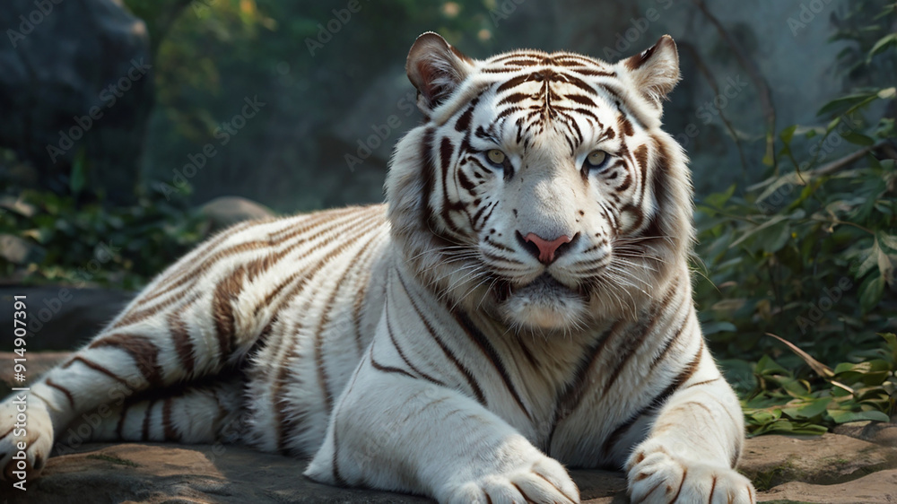Fototapeta premium white bengal tiger in zoo