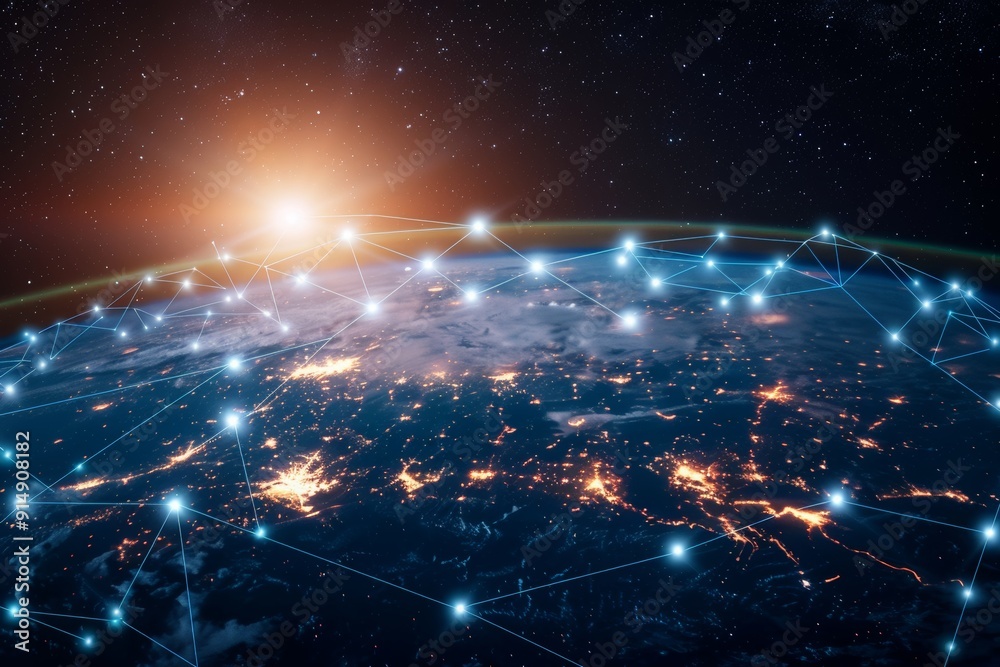 Global Network Connection with Earth at Night Global Network Connection with Earth at Night