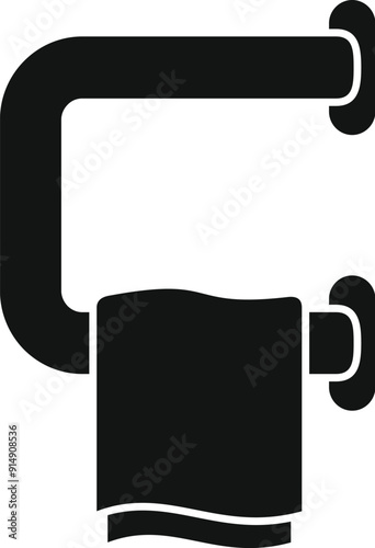 Black silhouette of a wall mounted towel holder with a towel hanging