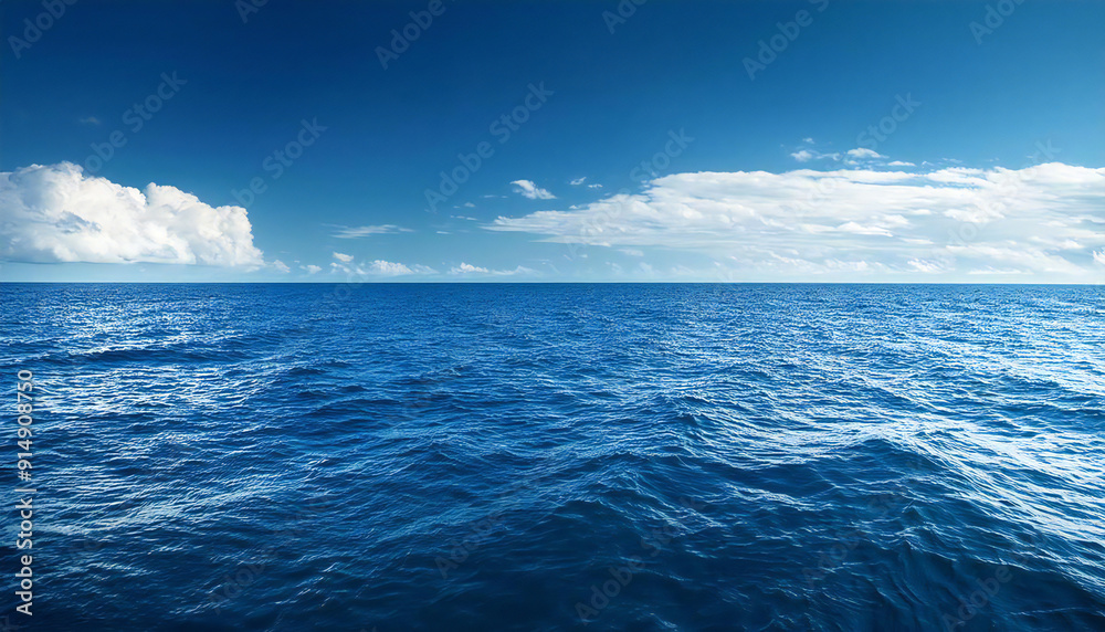 The vast sea. The ocean. The horizon and the blue sky. The vast sea. The ocean. The horizon and the blue sky.