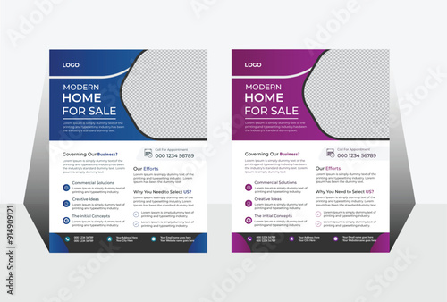 Real estate flyer design template Modern home for sale real estate a4 flyer template photo