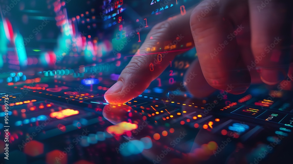 A close-up of a hand pressing the buy button on a dynamic stock market interface, with vibrant stock charts and tickers in the background, detailed fingers and button, sharp focus on the interface, A close-up of a hand pressing the buy button on a dynamic stock market interface, with vibrant stock charts and tickers in the background, detailed fingers and button, sharp focus on the interface,