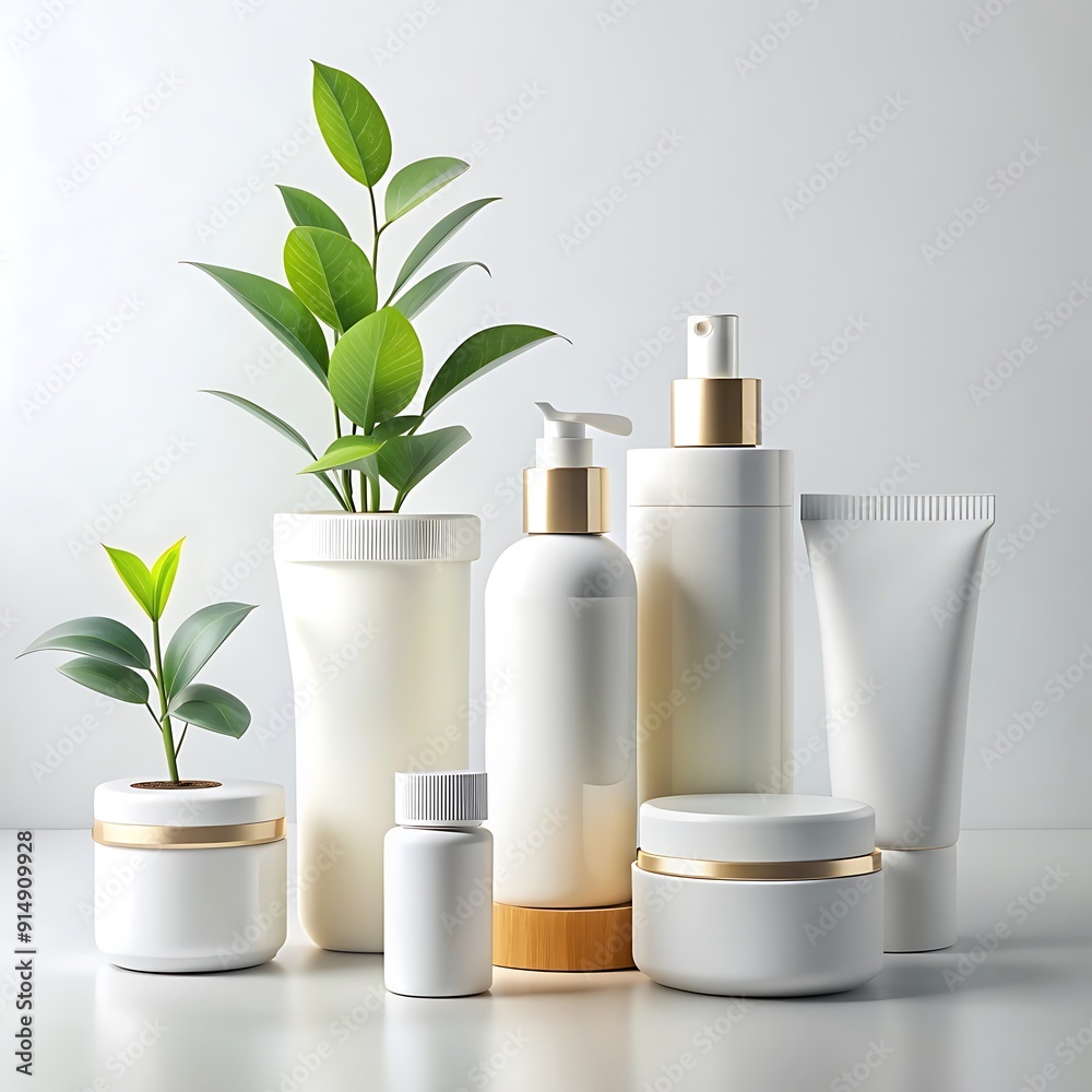 A collection of products including one of which is a bottle of lotion A collection of products including one of which is a bottle of lotion
