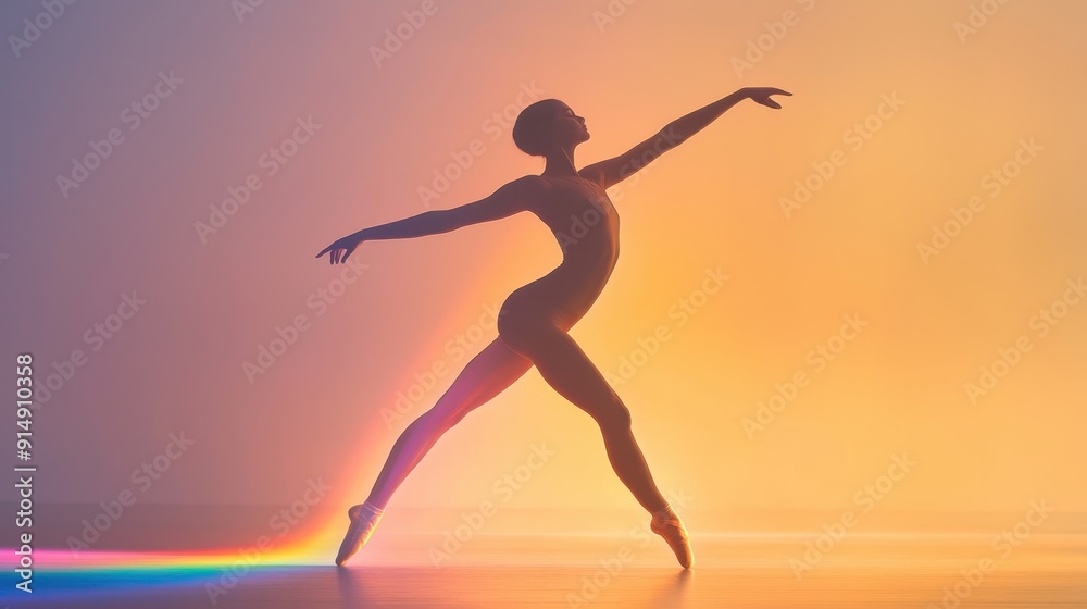 dancer poses against a vibrant sunset backdrop, showcasing elegance and artistry in motion. dancer poses against a vibrant sunset backdrop, showcasing elegance and artistry in motion.