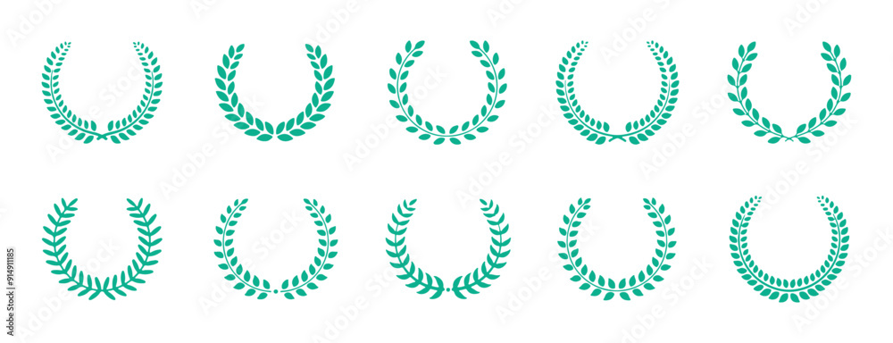 Laurel wreath silhouette set. Laurel wreath collection. Vector Laurel wreath silhouette set. Laurel wreath collection. Vector